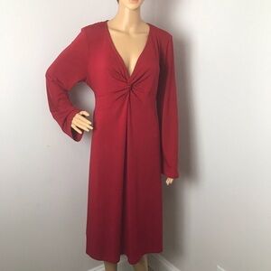 Motherhood Maternity Red Dress – XL with Knot Front & Tie Back